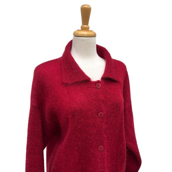 VTG Anne Klein II Mohair Sweater Cardigan Sz L Res Button Up Grannycore Cozycore - Picture 2 of 10
